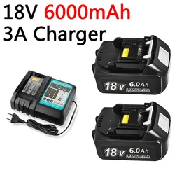 For Makita 18V Battery 6000mAh Rechargeable Power Tools Battery with LED Li-ion Replacement LXT BL1860B BL1860 BL1850 3A Charger