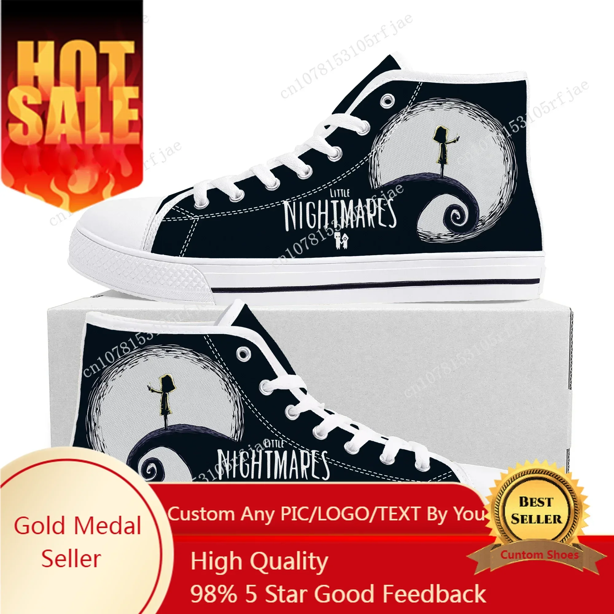 Game Little Nightmares High Top Sneakers Mens Womens Teenager High Quality Canvas Shoes Game Casual Fashion Tailor Made Sneaker