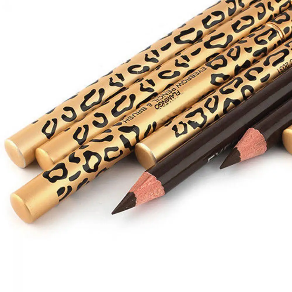 Long-Lasting Waterproof Cosmetic Brush Makeup Eyebrow Pencil Leopard Eyeliner