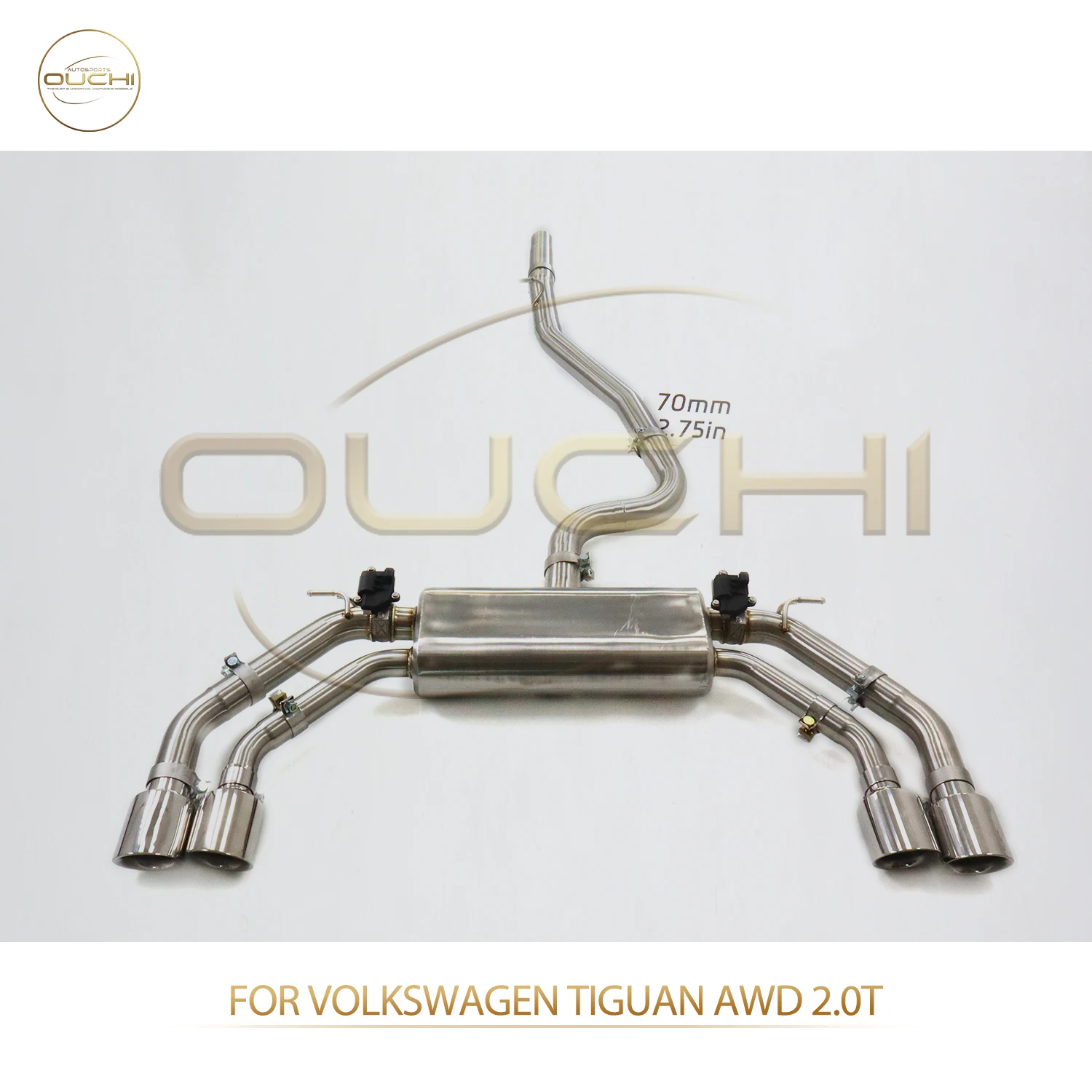 

OUCHI Factory Direct Sales SS304 Catback for Volkswagen Tiguan AWD 2.0T Electronic Valve, Single Pipe Exhaust Muffler Tips