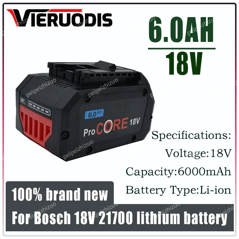 

For Bosch 18V 6000MAH Professional System Cordless Tool BAT618 GBA18V8 21700 Battery 18V 8.0Ah ProCORE Replacement Battery