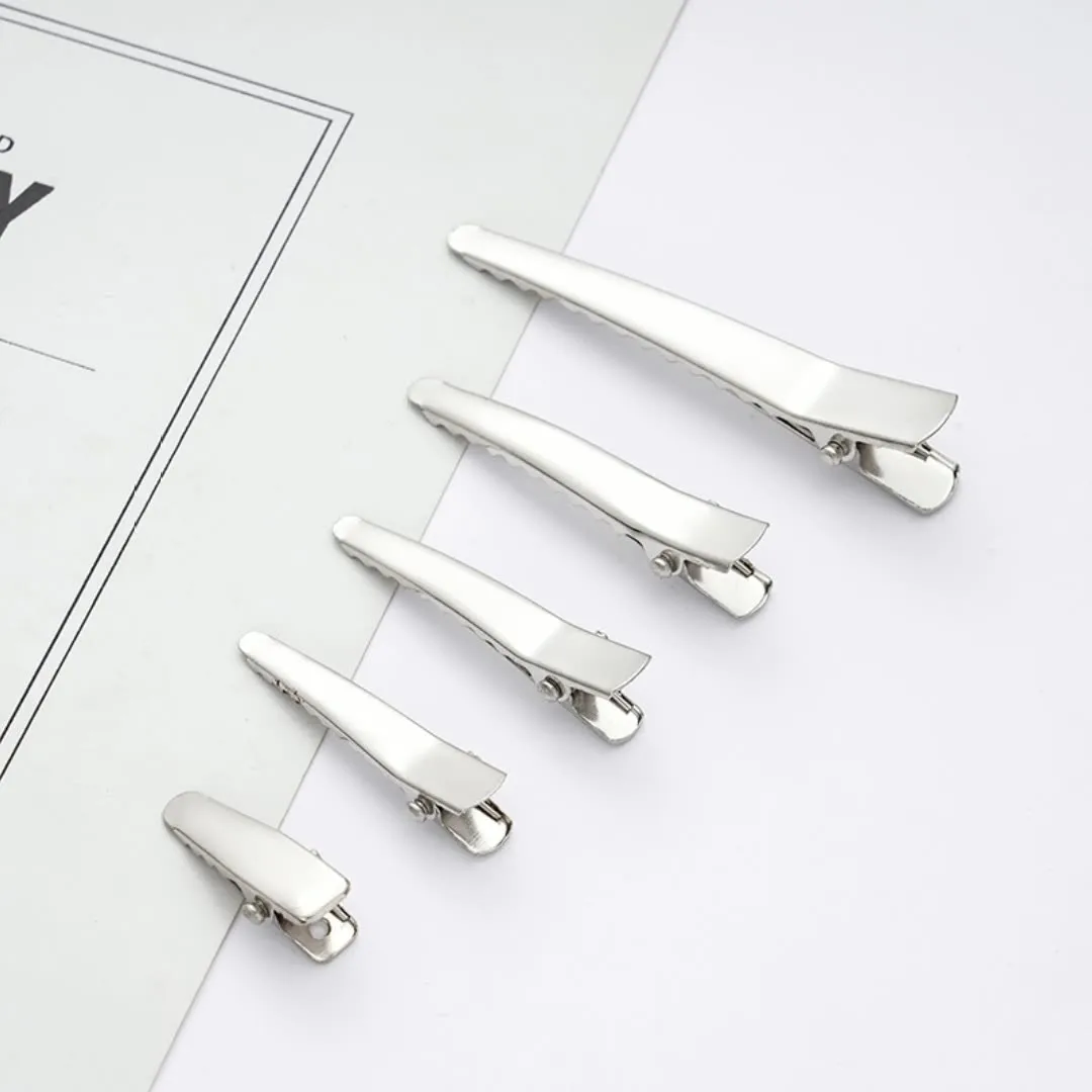 

100 шт., заколки для волос в виде утконоса, металлические, серебряные, без повреждений, зажимы для секционирования, салонные аксессуары для укладки волос для женщин