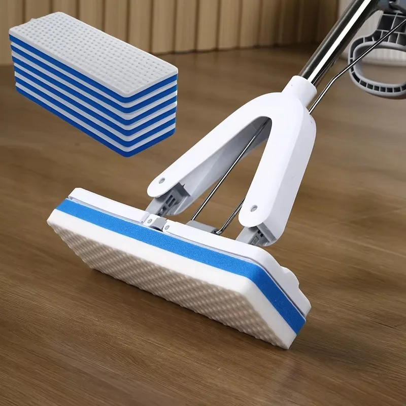 

Replacement 2pcs/bag Melamine Sponge Mop Head Household Easy Dry Adsorption Dust Deep Grove Design Super Water Absorption Sponge