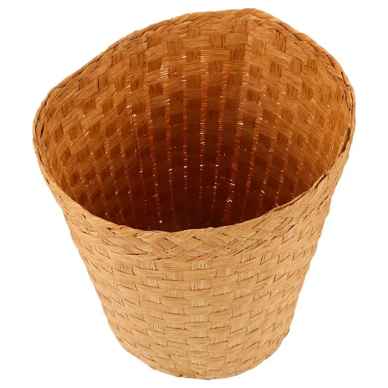 Woven Basket Gift Rattan Handwoven Trash Can Office Automotive Garbage Cans Litter Boxes Wastebasket Storage Bamboo Holder