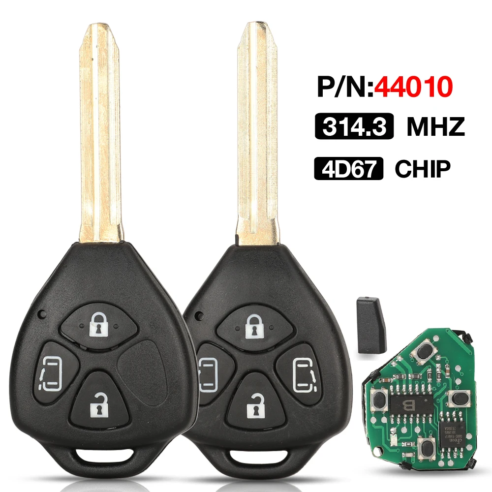 jingyuqin 4 Buttons 314.3MHZ 4D67 Chip P/N:44010 Remote Control Car Key For Toyota Alphard 2005 - 2009 Keys Fob Replacement