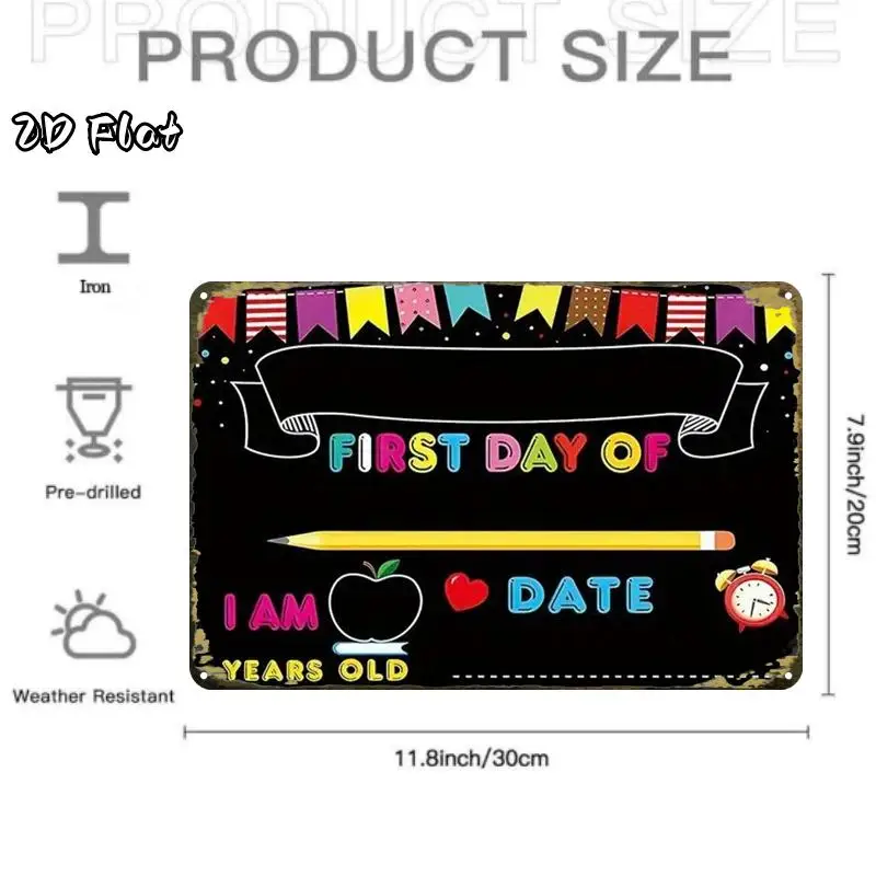 2D Flat - 2D Plane, 2D Plane 1pc, First Day of School Blackboard Sign Creative Sign - 8X12 Cafe Garage Wall Art Decoration Gift