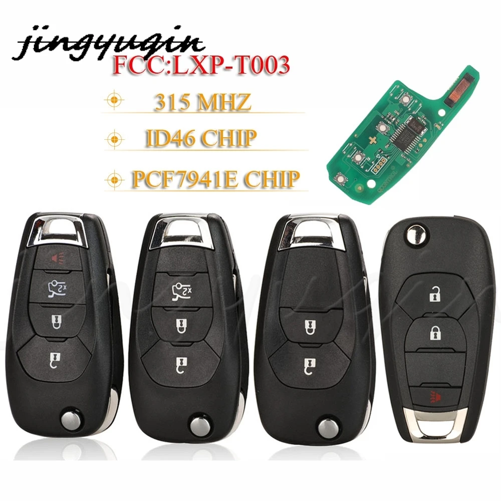 

jingyuqin 2/3/4Button LXP-T003 315MHz ID46 PCF7941E Car Remote Flip Key For Chevrolet Cruze Sonic Trax Spark Avo Trailblazer