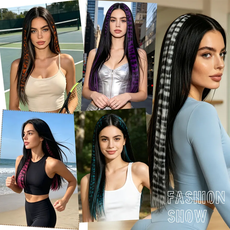 Extensiones de cabello con clip de colores, 18 pulgadas para mujer 6