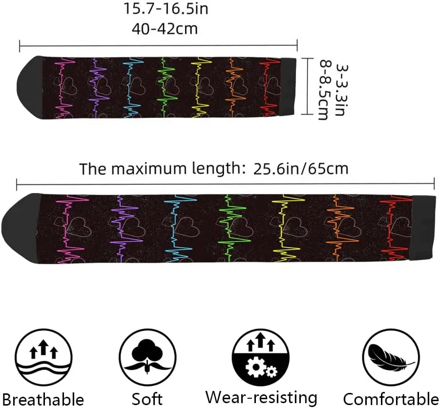 สีสัน Cardiograms Rainbow ถุงเท้าตลกสุขภาพ Curve ความแปลกใหม่ Casual ถุงเท้าลูกเรือ Contrast สีออกแบบสําหรับผู้หญิงผู้ชายของขวัญ