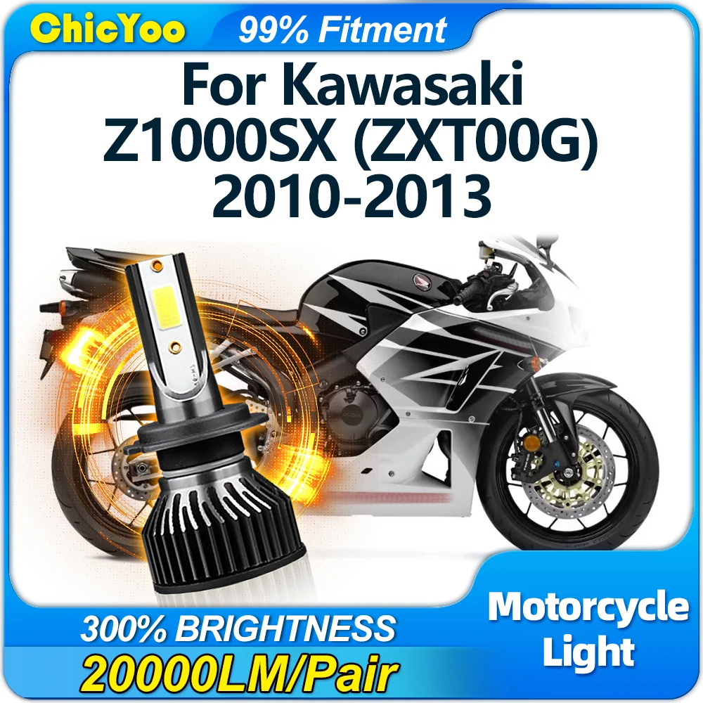 

20000LM Motorcycle LED Headlight 120W Canbus Moto Light 12V 6000K White For Kawasaki Z1000SX (ZXT00G) 2010 2011 2012 2013