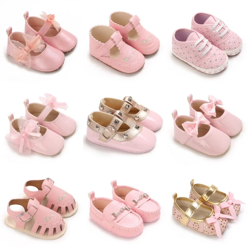 Spring Summer and Autumn Baby Shoes 0-1 Year Old Princess Shoes For Female Babies Anti Slip Soft Soled Walking Shoes