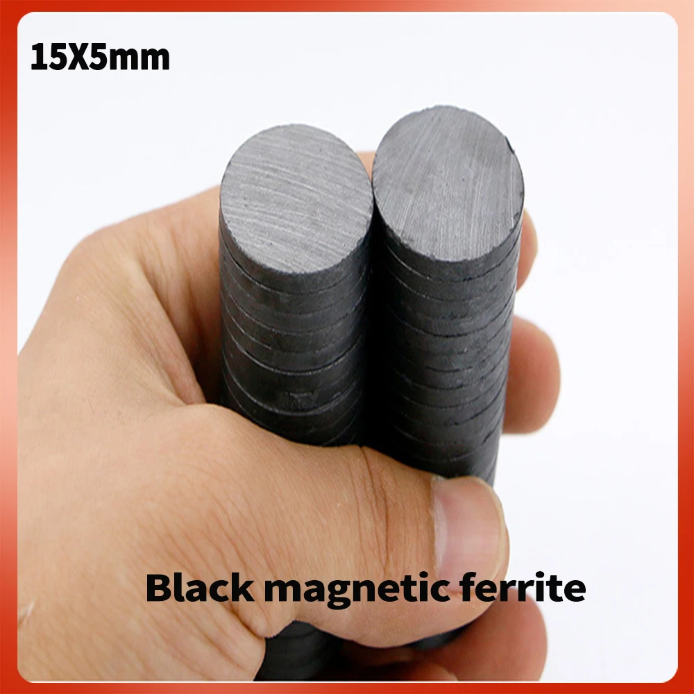 10-100 Uds. Ferrita redonda 15x5mm imán negro ordinario artesanías imán pegatinas para refrigerador DIY parches magnéticos 15*5 15x5