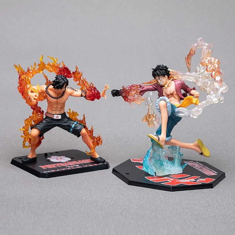 Toy Peripheral Japanese Anime Piece Figurine Combat Version Luffy Fire Fist Ace Doll Doll Car Cake Ornament Holiday Gifts