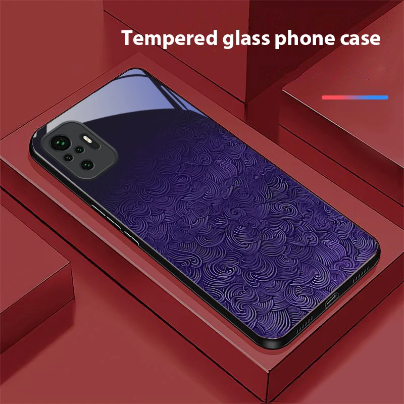 Rosenviolette Wirbellinien für Redmi Note 13 Pro+ 14 Pro 8 9 9S 12S 10 Pro 11 12 A3 12 13 K60 Ultra 13C 14C Schwarze Glas-Handyhülle