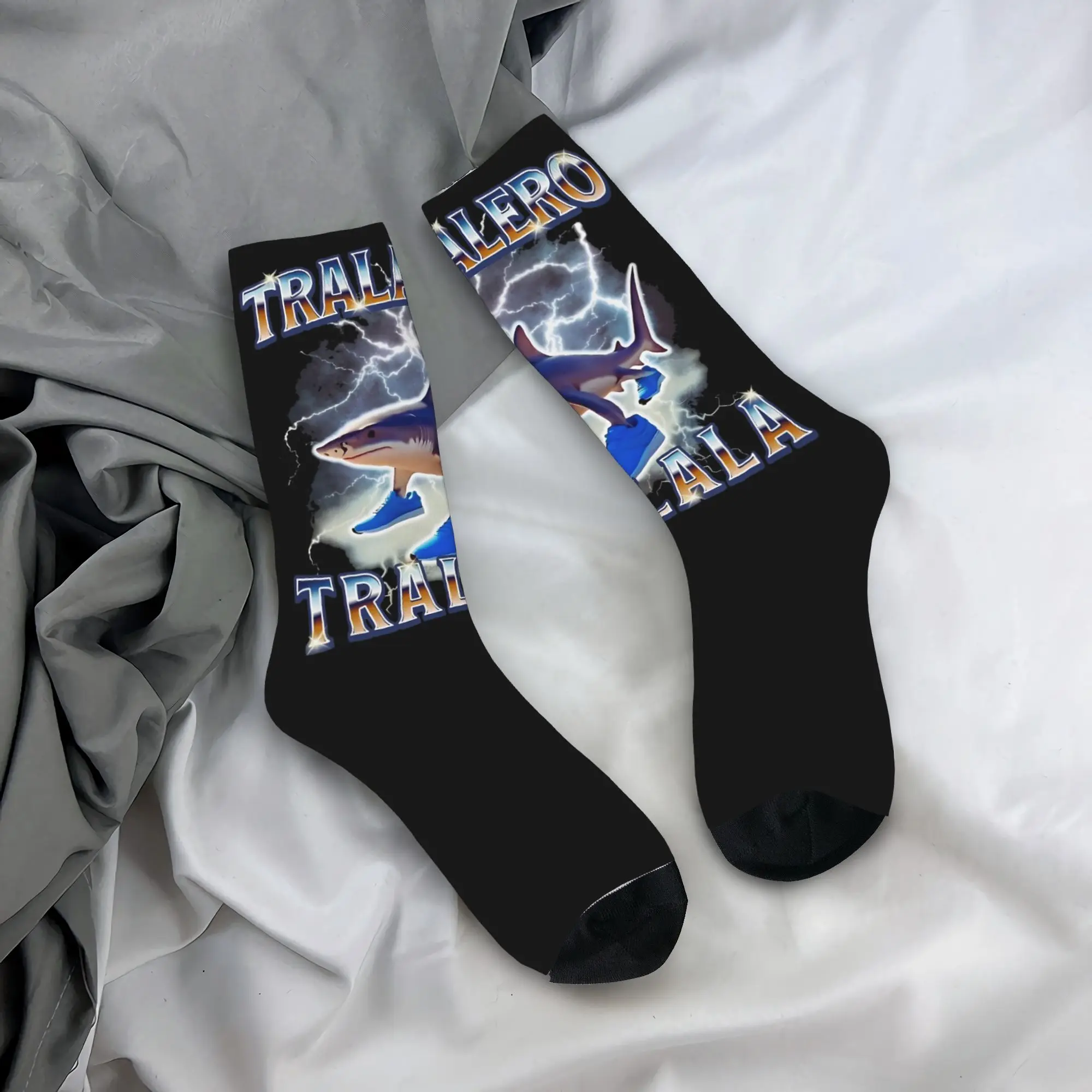 Tralalero Tralala Funny Meme Shark Retro Bootleg Memes Stockings  Socks Adults Men Medium Soft Socks Autumn Anti-Slip Socks Gift