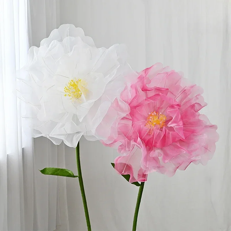 Durchmesser 75cm künstliches Netz rotes Garn Blume Pfingstrose Pfingstrose große Blume Hochzeit Dekoration Bühne Fenster dekorationen