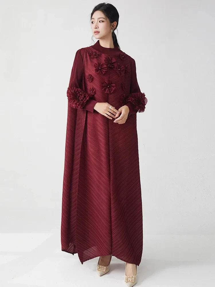 ANLAN New Miyaki Temperament Pleated Three-dimensional Patch Dress Women's Fashion Tide 2026 Summer New Long Dresses 2AN6813