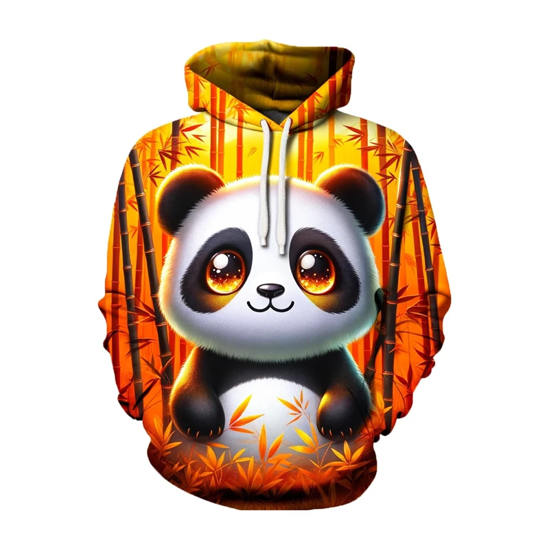 

2025 Толстовка унисекс с 3D графикой Panda Lover, пуловер с капюшоном, толстовки с карманами, серия с медведем и животными, женская толстовка Kawaii