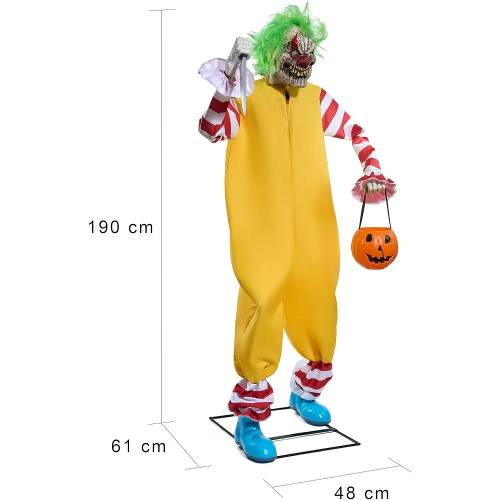 Haunted Killer Motion-Activated Animated Scary Clown Animatronic Over 6' Tall - Scare Moving Killer Clown Life Size