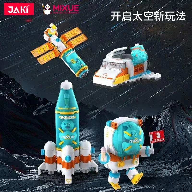 

Jaki MIXUE Ice City Succulent Building Blocks Patchwork Ice Cream Drinks Aviation Rocket Model Ornament Toys Birthday Gift