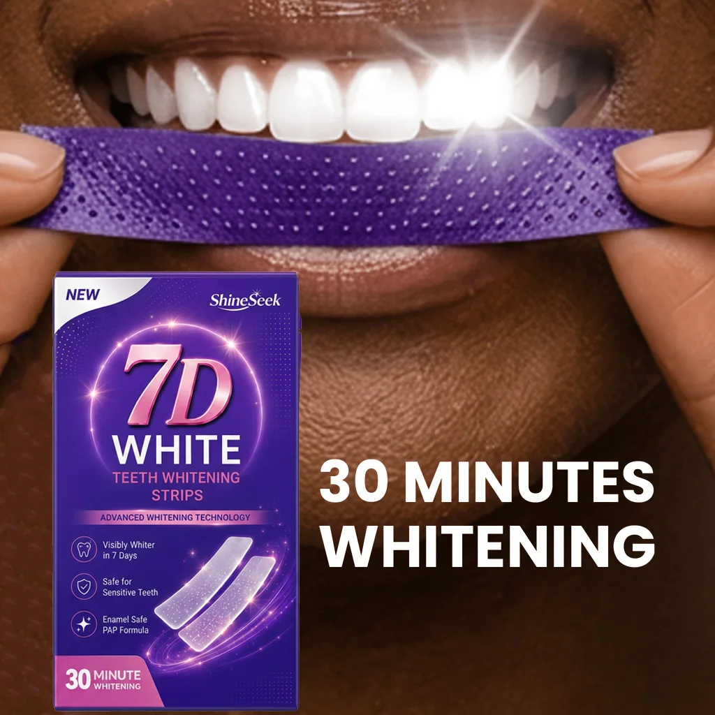 14pcs/7 Pairs, 30-Min Fast Whitening Purple PAP Teeth Whitening Strips, Hydrogen Peroxide Free,
