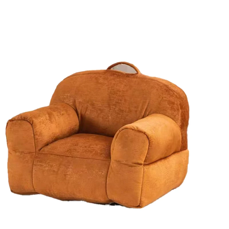 New Trend Product Orange Velvet Fabric Tufted Cloth Cozy Lounge Furniture Lazy Bean Bag Sofa For Living Room