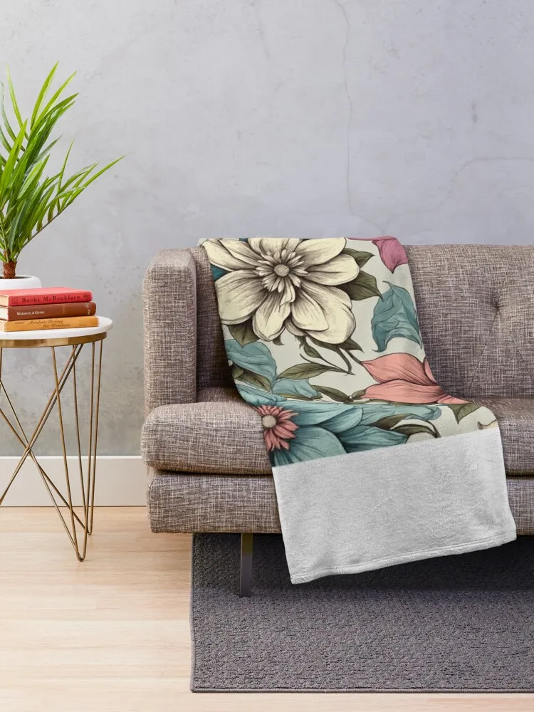 Blooming Threads - Explore Our Floral Throw Blanket Winter beds Warm Decorative Sofas for sofa Blankets