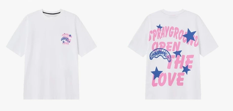 Shark Mouth Full Printed Back Letters Short Sleeve Quick Dry Cool Antibacterial Loose Round Neck T-shirt Summer