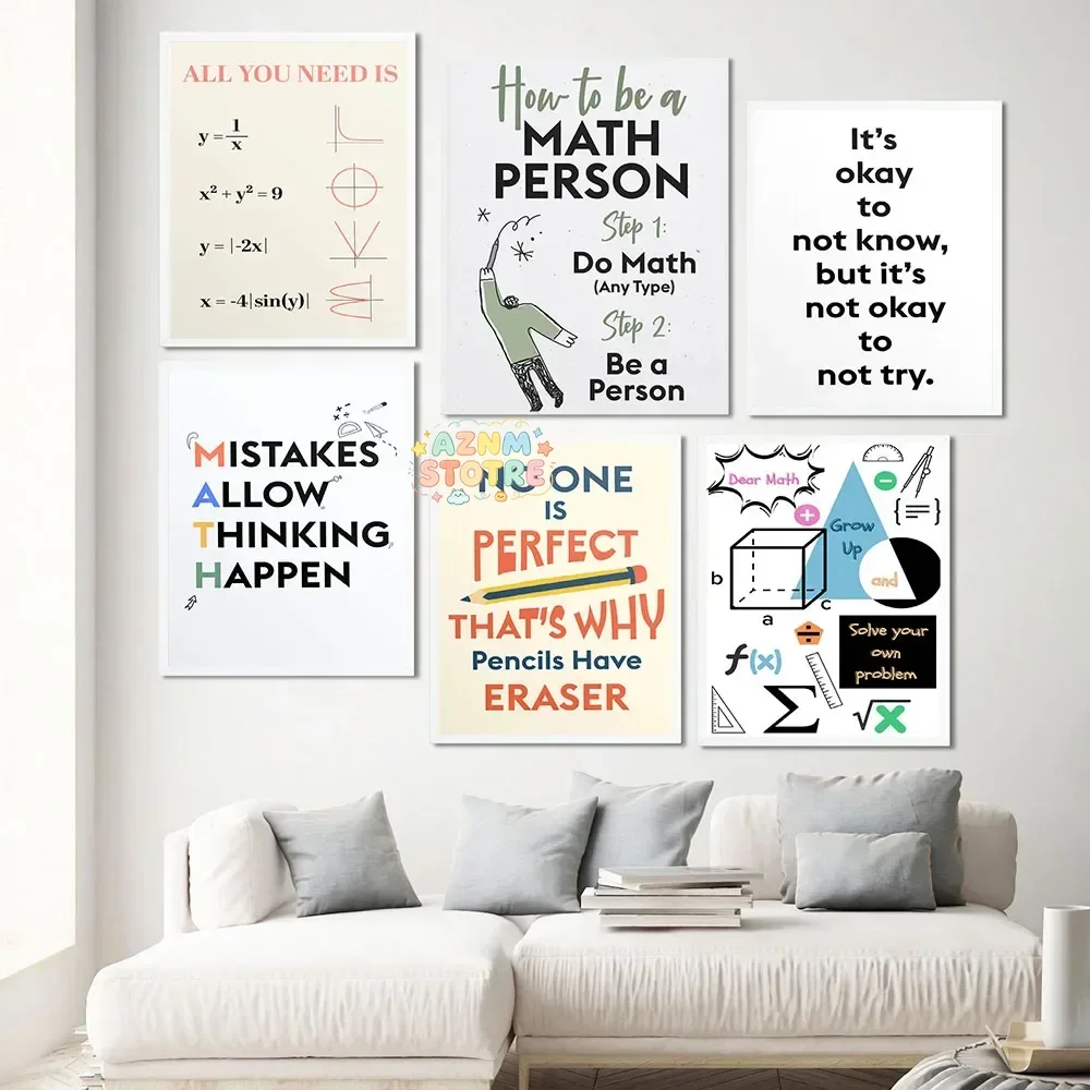 1PC  Canvas Painting Math Poster Art Print Maths Educational Posters Print Fun Mathematics Wall Art Classroom Decor Teachers