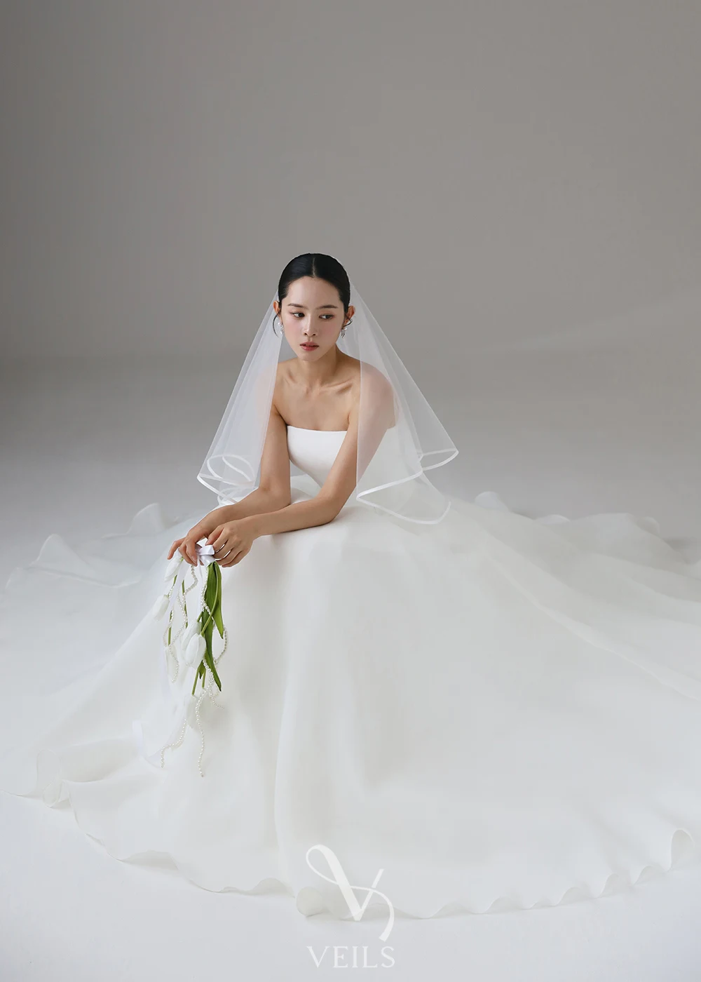 OLOEY Simple White Wedding Dress Strapless A-Line Bridal Gown Elegant Korean Style Backless Civil Evening Dresses Vestidos