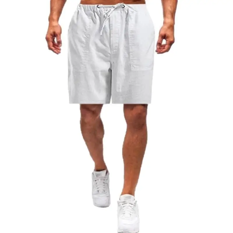 Short chino en lin élastique pour hommes, mode coréenne, coton, décontracté, demi-pantalon de plage, vêtements de travail, solide, document, nouveau, été, 2024