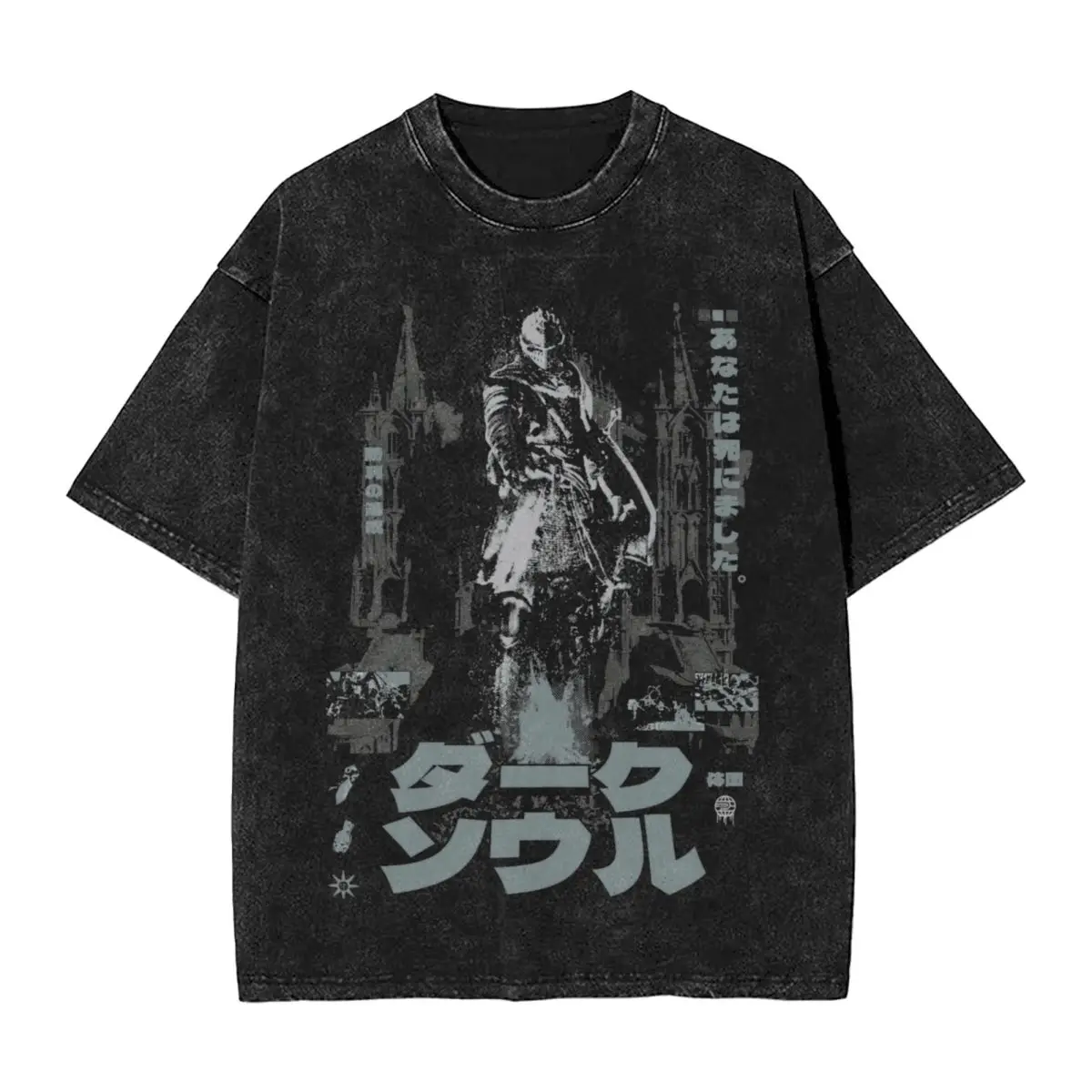 Camiseta lavada Bonfire Black Out Devil May Cry, ropa de calle, camiseta de Hip Hop, camisetas para hombres y mujeres, estampado con dibujo Harajuku