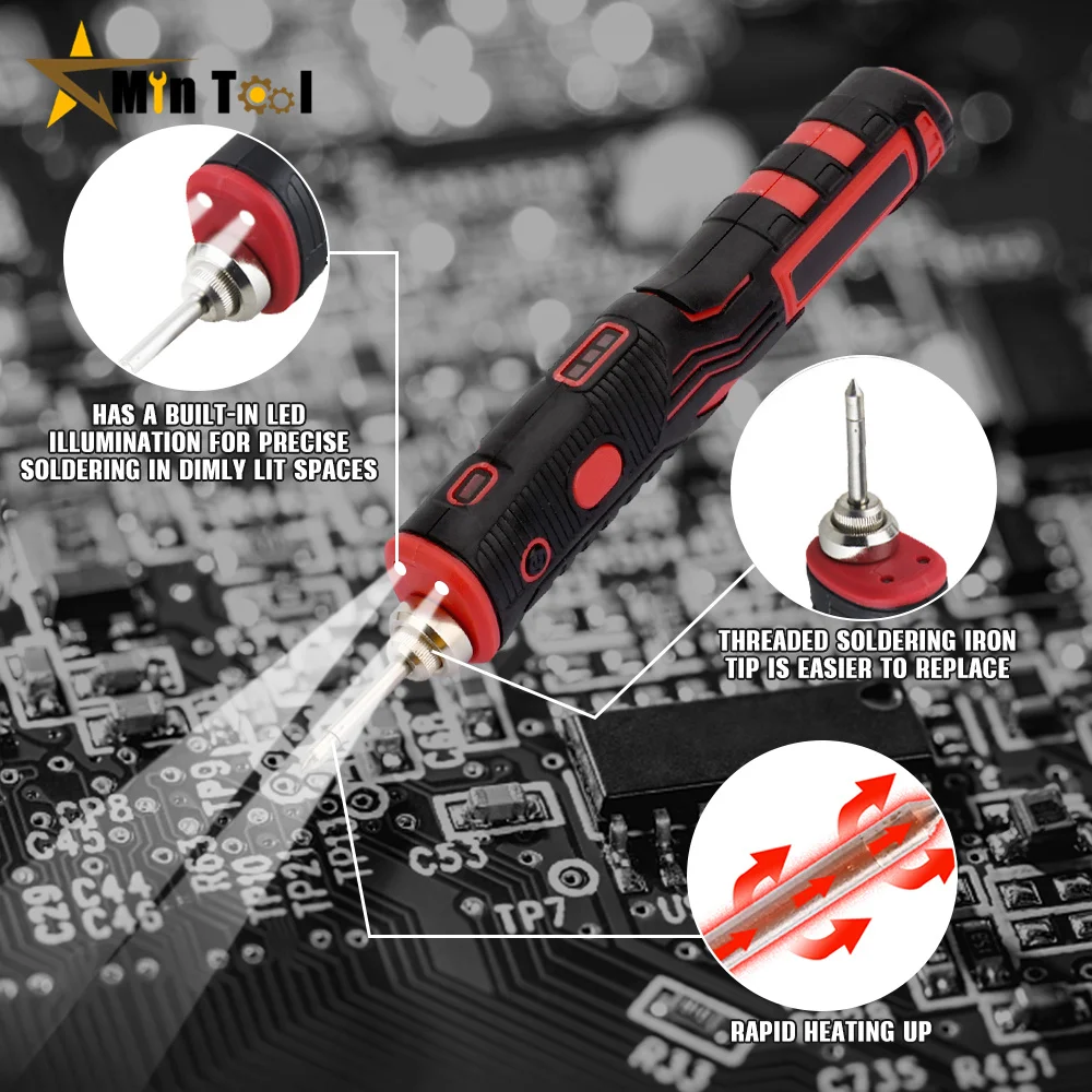 Cordless Soldering Iron 1800mAh Rechargeable Soldering Tool Welding Tool Electronic Soldering Kit Repair Tool