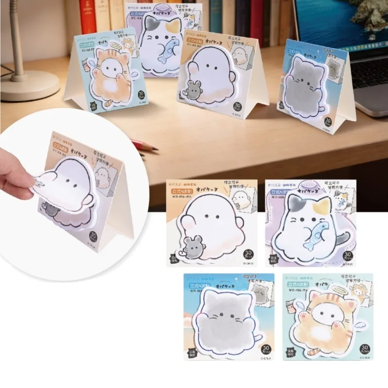 Cartoon Cat Special-shaped Sticky Notes Creative Message Sticky Notes Cute Colorful Tearable Note Paper for Study and Office Use