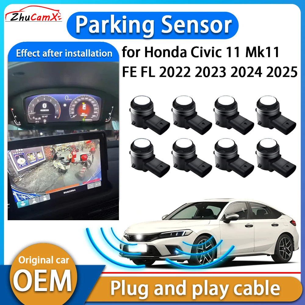 

ZhuCamX Reversing Reverse Backup Radar Buzzer Detector System Parking Sensor for Honda Civic 11 Mk11 FE FL 2022 2023 2024 2025