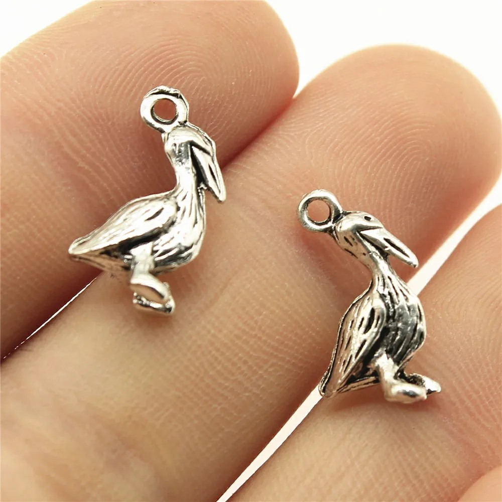 WYSIWYG 20pcs Charms Seagull Pelican Stock Bird 18x9mm Tibetan Silver Color Antique Jewelry Making DIY Handmade Craft Pendant