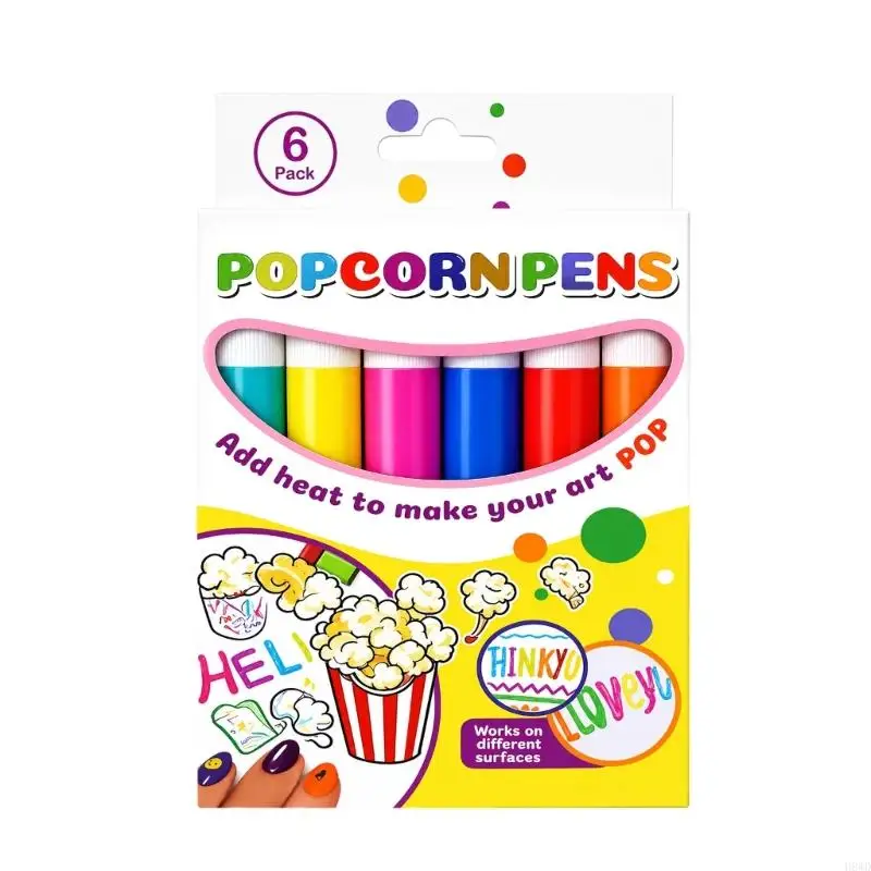 Heat Activated Art Pen 6 Pack with Raised Line Effect, Multicolor Fine Tip Craft Pen for Journals, Greeting Cards, H8WD