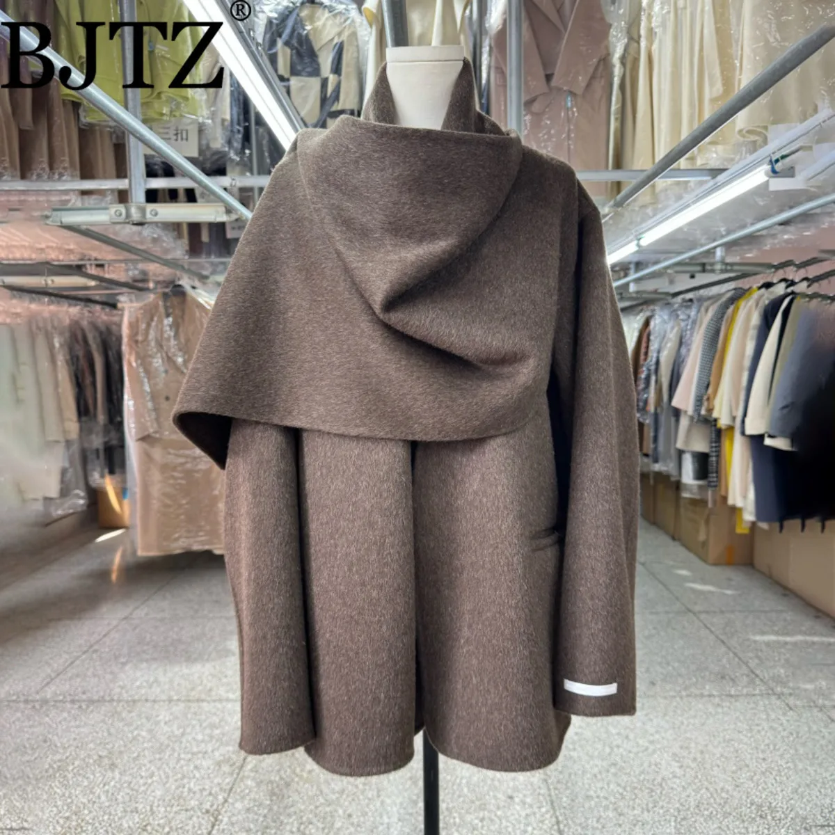 

BJTZ Yak Wool Blend Coat Shacket Women's Designer Wool Shrug Early Fall 2025 Elegant Casual Double Sided Fringe Cardigan Coat