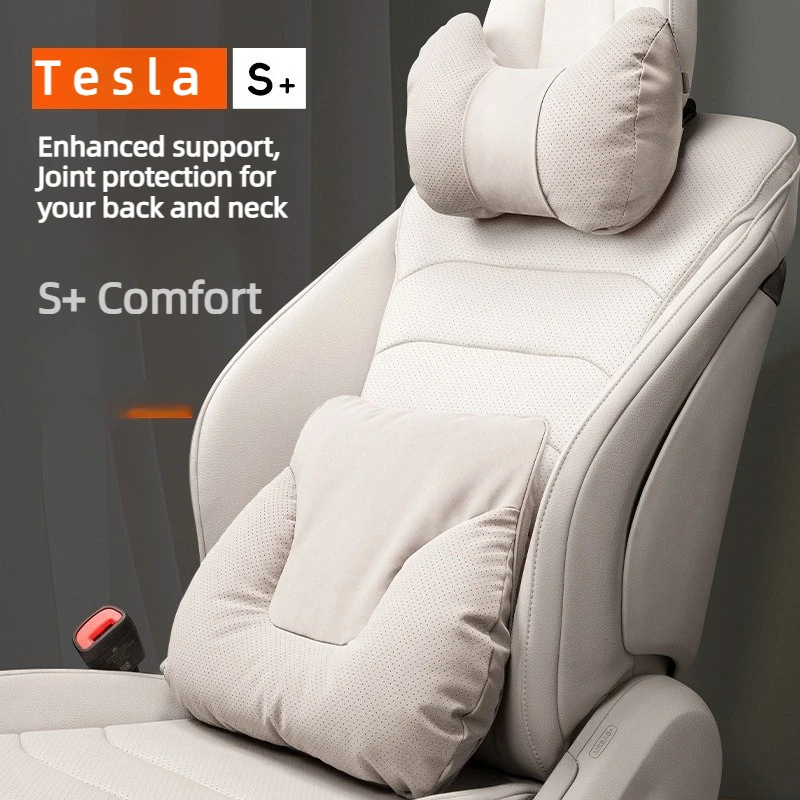 

For Tesla Model3/Y/S/X Car Seat Headrest Neck Pillow Soft Comfort Memory Cushion Protect Cover Accessories - Customizable Logo