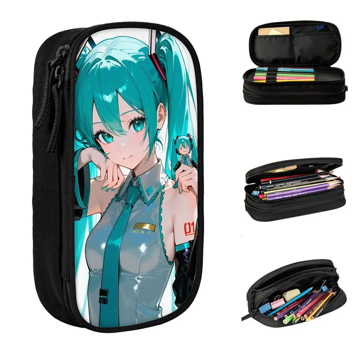 

Пенал Hatsune Miku Kawaii, аниме, пеналы, держатель для ручек, детская сумка большой емкости, школьная косметичка, канцелярские принадлежности