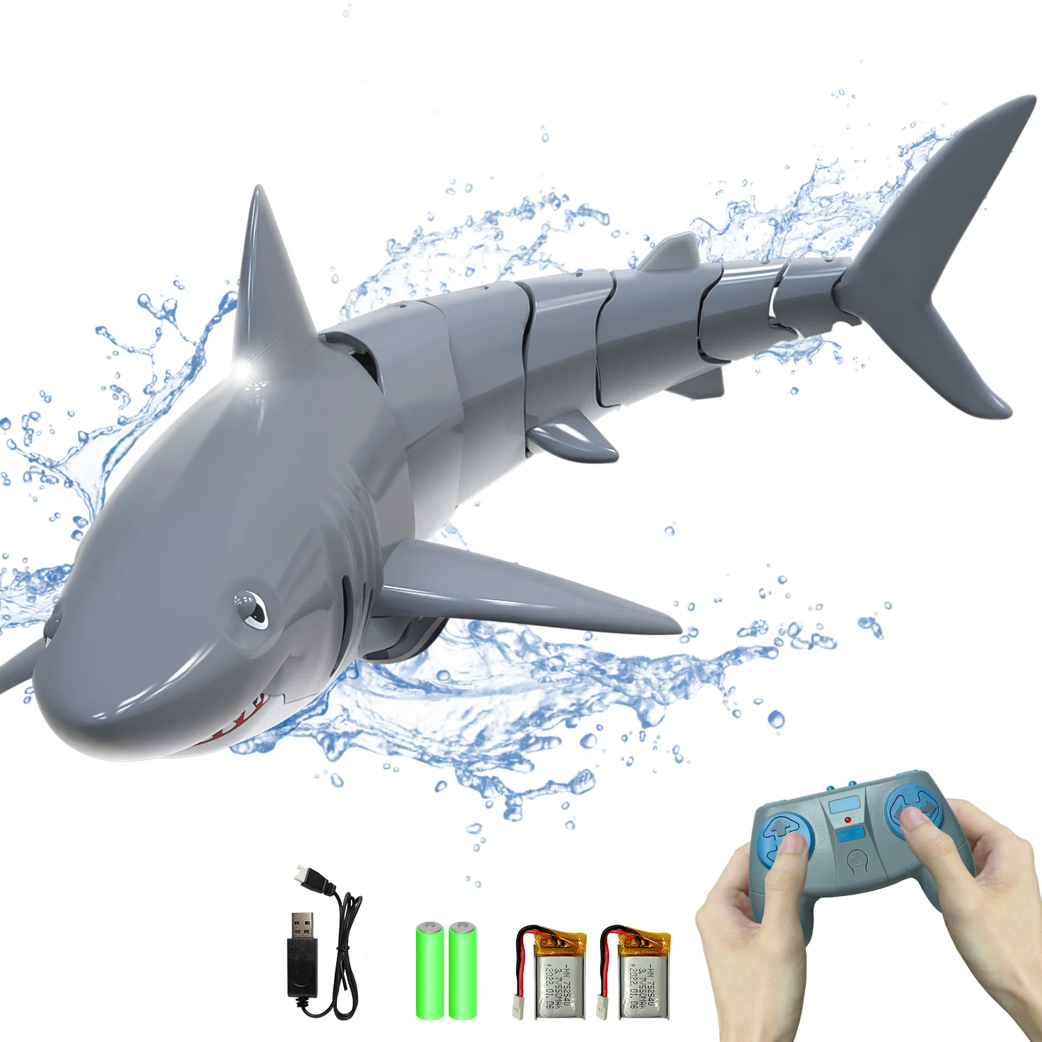 VOLANTEXRC RC Shark Toys 2.4Ghz 1:18 Scale High Simulation Remote Control Shark Swimming Pool Toy With 2 Batteries For Kids