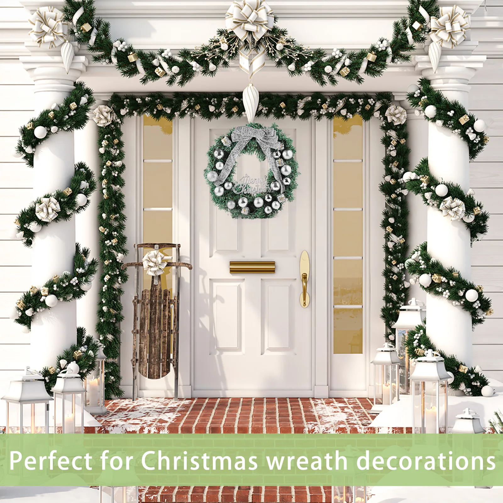 

1pc Christmas Garland Decorative Wreath Party Adornment Holiday Home Decoration 30-35Cm Indoor Outdoor Use Non-Woven Pendant