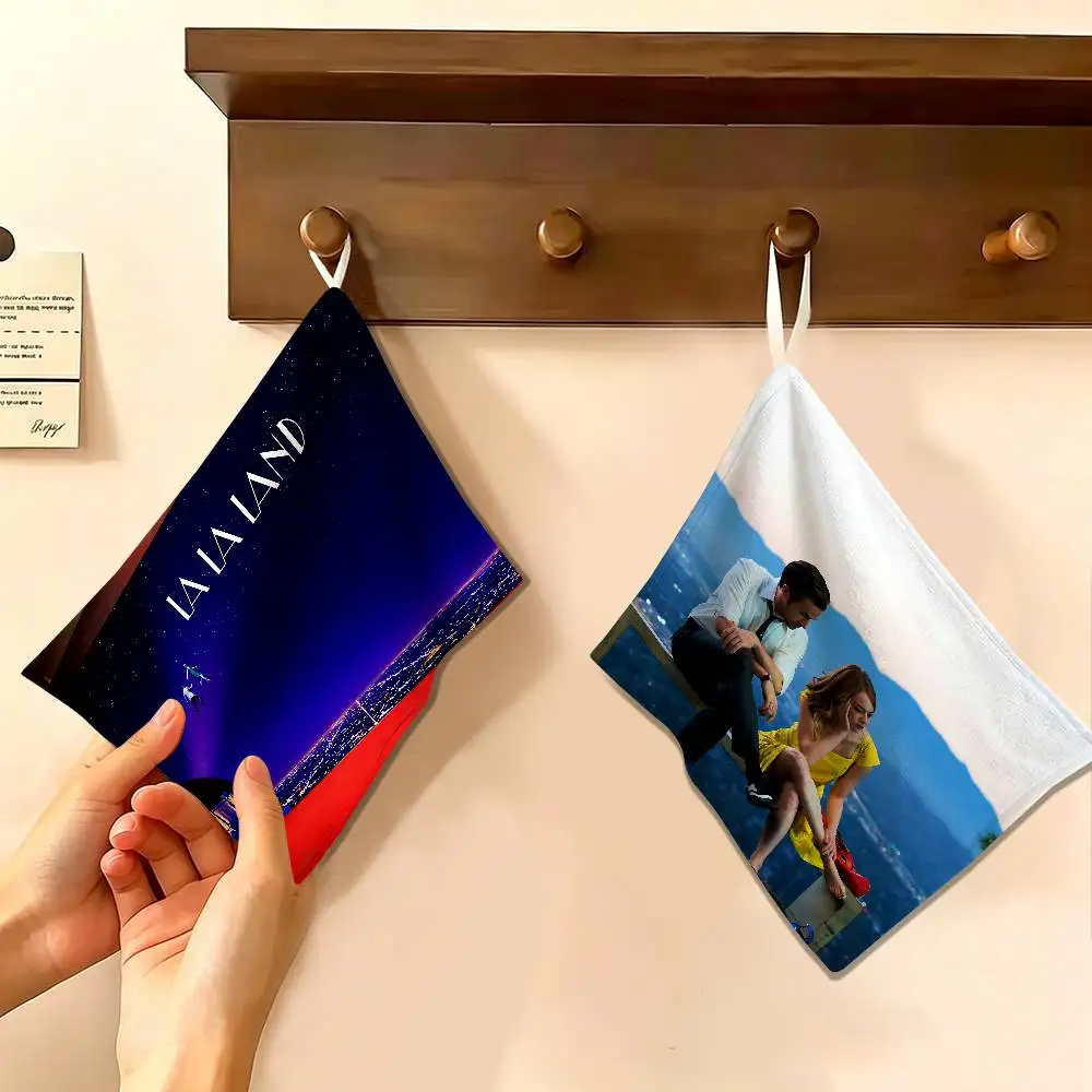 L-La La L-Land Polyester Cotton Hand Wiping Towel with Hanging Loop, Lightweight for Home and Commercial Use