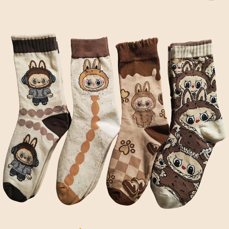 

Labubu Cotton Socks Cartoon New Women's mid-calf Socks Cute Four Seasons Cotton Socks Sweat Absorbent Adult Average Size