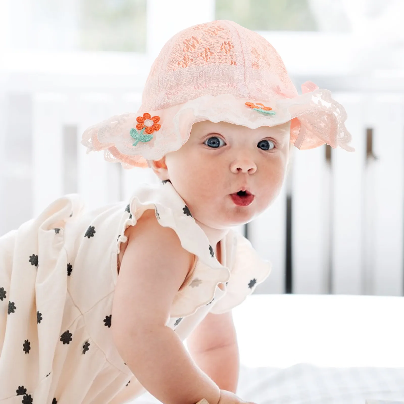 Baby Girl Summer Hat Breathable Mesh Sun Protection Wide Brim Fisherman Beach Cap Toddler Outdoor Baby Girl Hats view 5