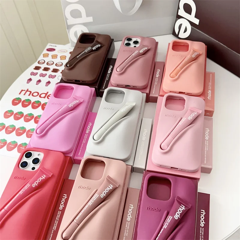 آيفون 17/ 17 الهواء/17 برو/17 برو ماكس غطاء الساخن ليمونتييني المحمولة ملمع الشفاه هايلي رود سيليكون حامل هاتف الفتيات شنطة هدايا
