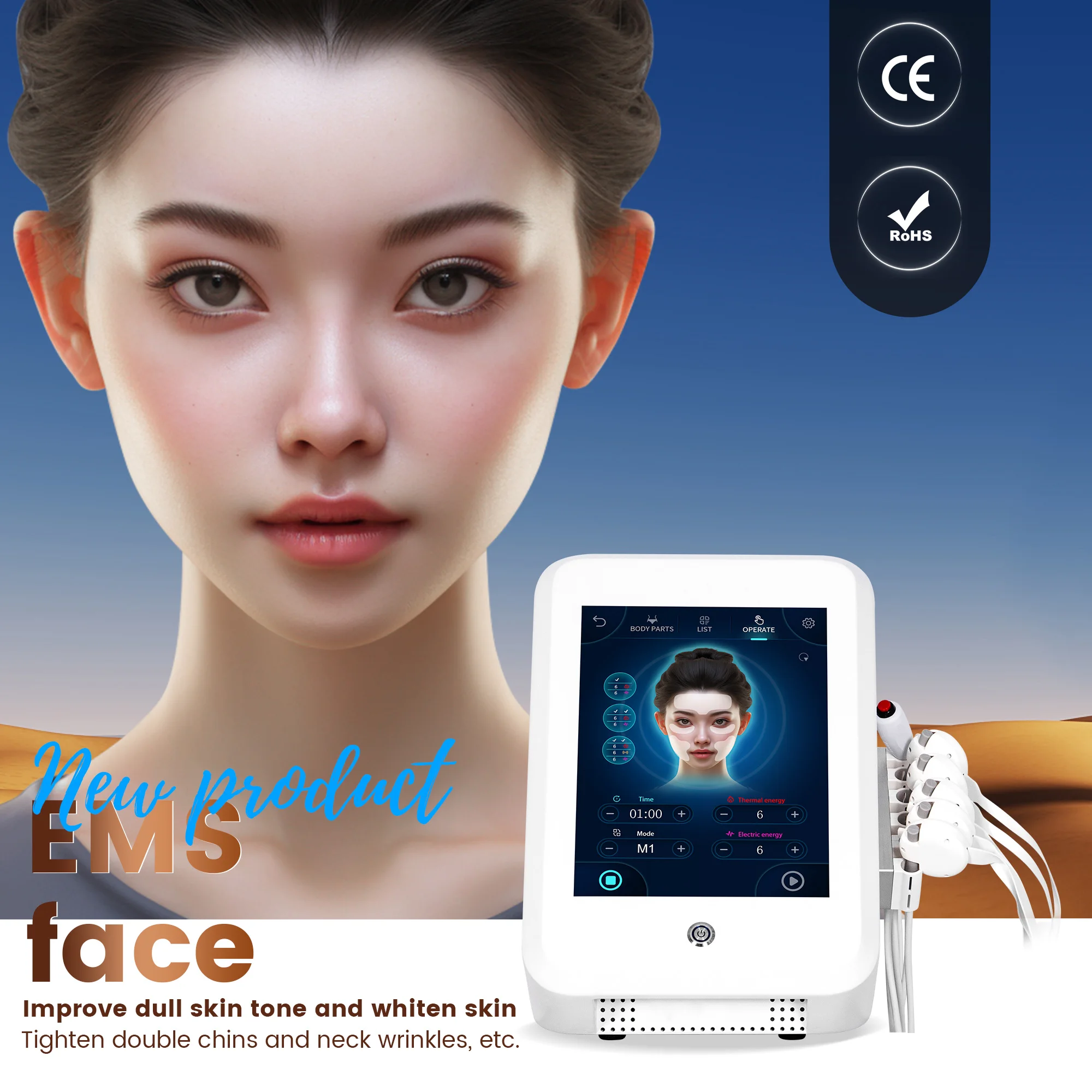 2025 EMS Professional Facial Electrostimulation PEFACE Sculpt Face Pads Massager Device Ems RF Face Lifting Machine white