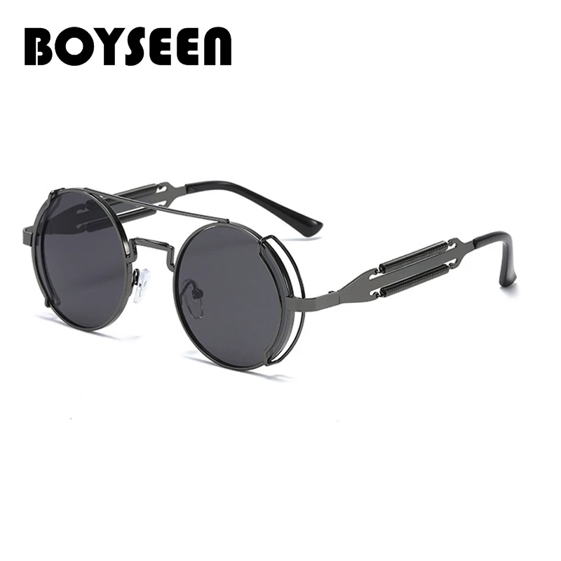 Metalowe okulary przeciwsłoneczne Steampunk Kobiety Mężczyźni Moda Okrągłe okulary Marka Projektant Vintage Okulary przeciwsłoneczne Wysokiej jakości Oculos de sol
