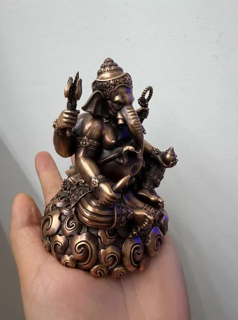 10CM Tibet Ganesha God of Wealth Buddha Copper Statue