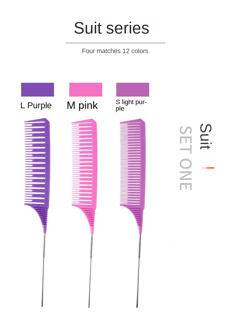3 stücke Haarbürste Haar Styling Kämme Schwanz Kamm Set Färbung Färben Kamm Salon Werkzeug Schnitte Hervorhebung Weben Schneiden Kamm – Detail 5